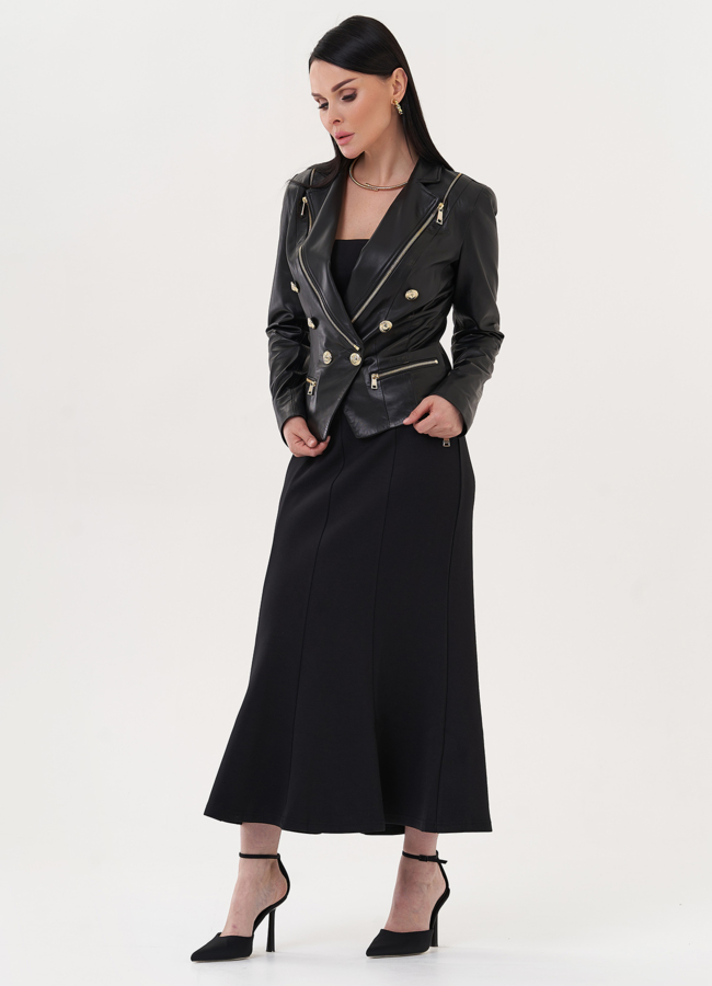 фото Куртка из натуральной кожи с акцентными пуговицами модель № 27134