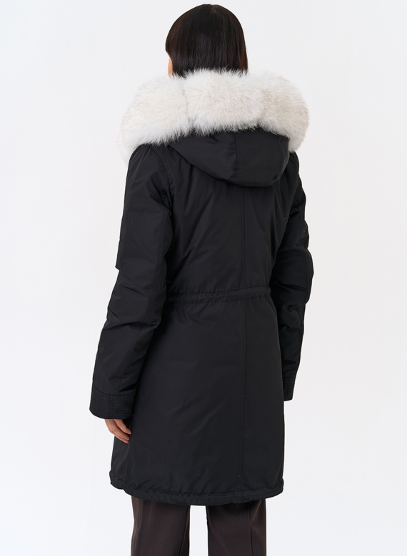 Женская парка с капюшоном из меха песца