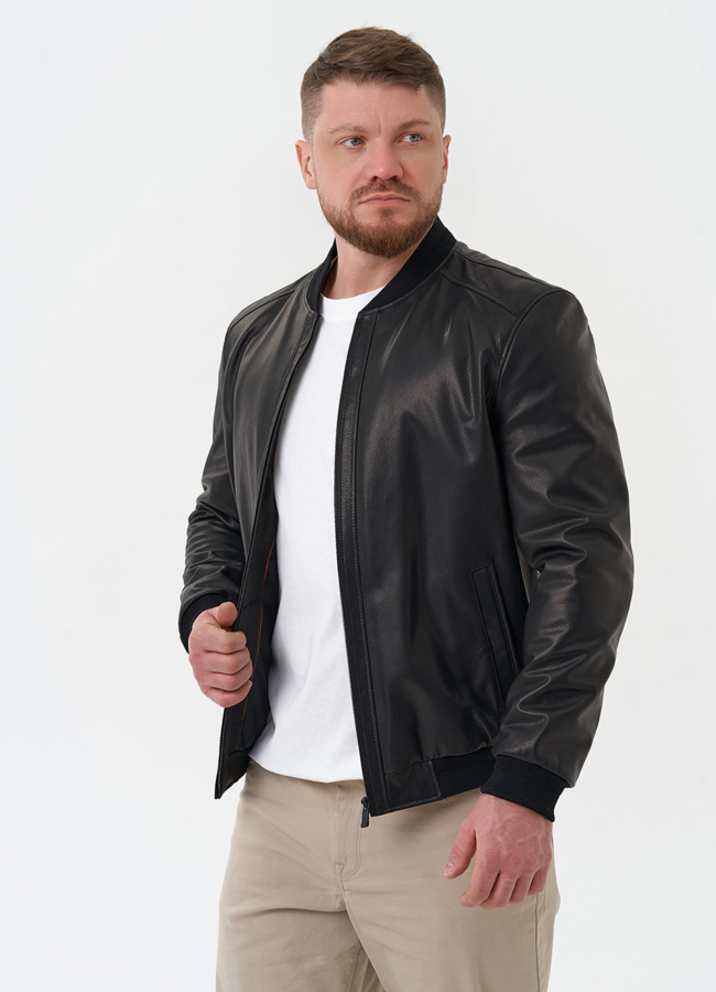 Мужская куртка бомбер из натуральной кожи модель № 24484 универмаг малина