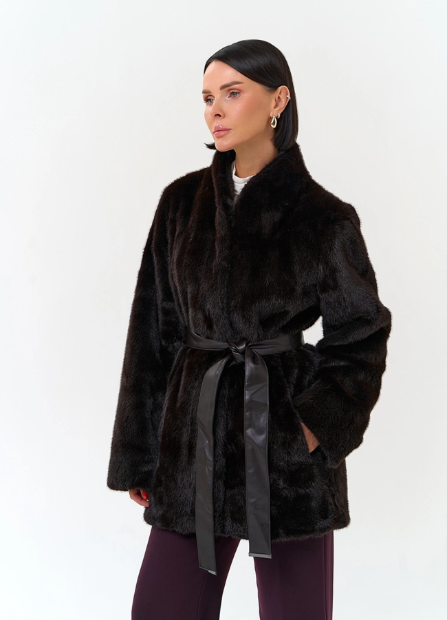 Женское пальто из эко меха модель № 33868 универмаг малина