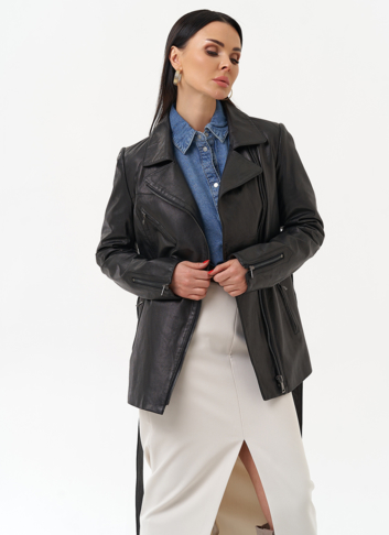 Кожаная куртка с поясом