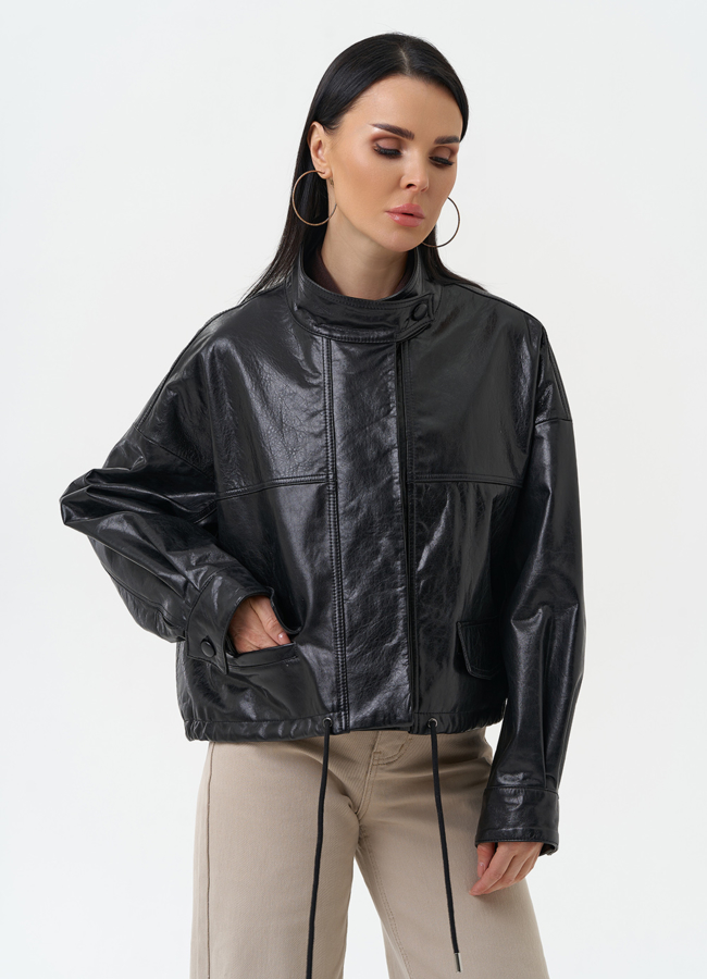 фото Женская куртка из натуральной кожи оверсайз модель № 26893