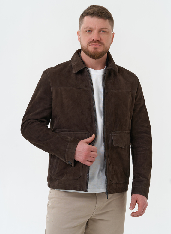 Мужская куртка из натуральной замши коричневого цвета