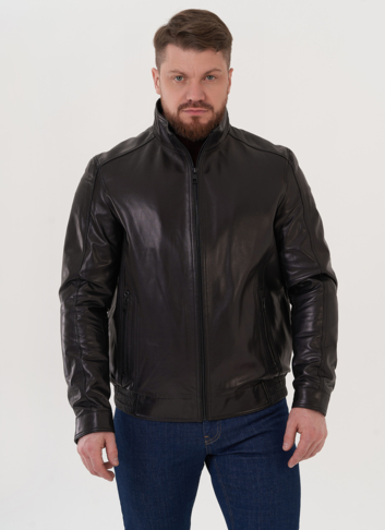 Мужская кожаная куртка черного цвета