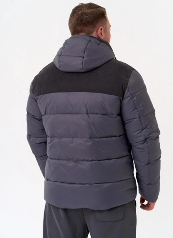 Мужской пуховик с отделкой из вельвета
