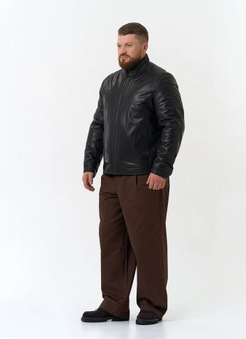 Мужская утепленная куртка из натуральной кожи фото