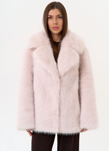 Женская шуба из эко меха с английским воротником 