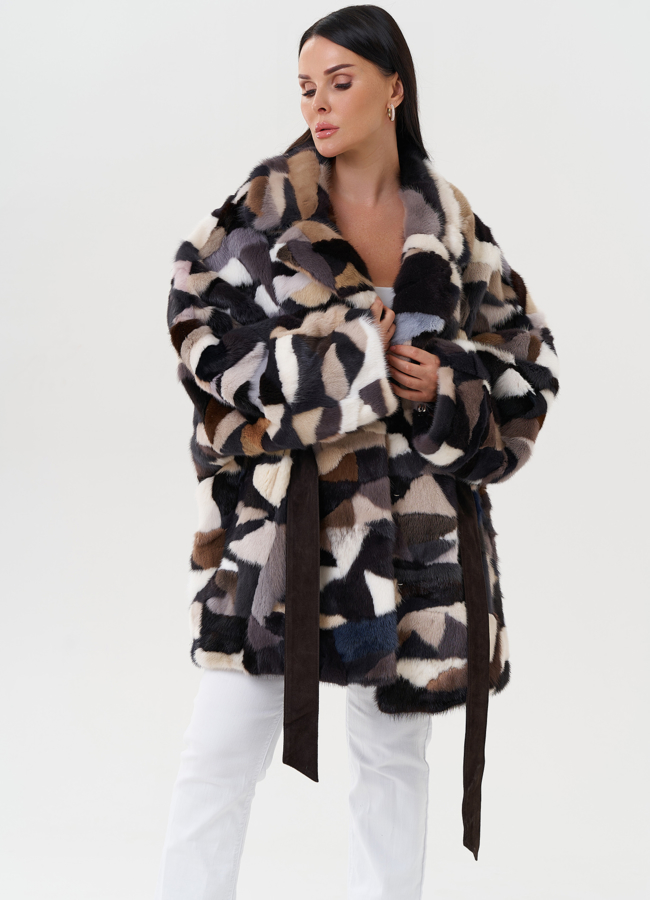 Шуба из меха норки с английским воротником модель № 27628 универмаг малина