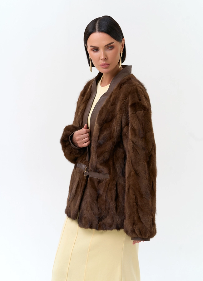 Жакет из меха частей норки модель № 33784 универмаг малина