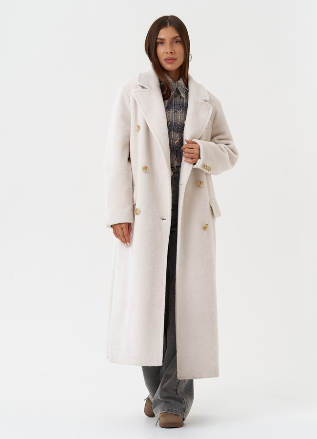 Длинное пальто из шерсти с английским воротником модель № 28537 универмаг малина