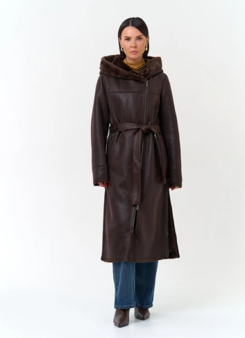 Женская дубленка из эко замши