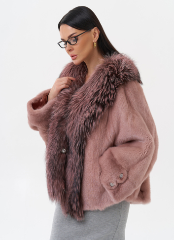 Короткая шуба из норки с чернобуркой