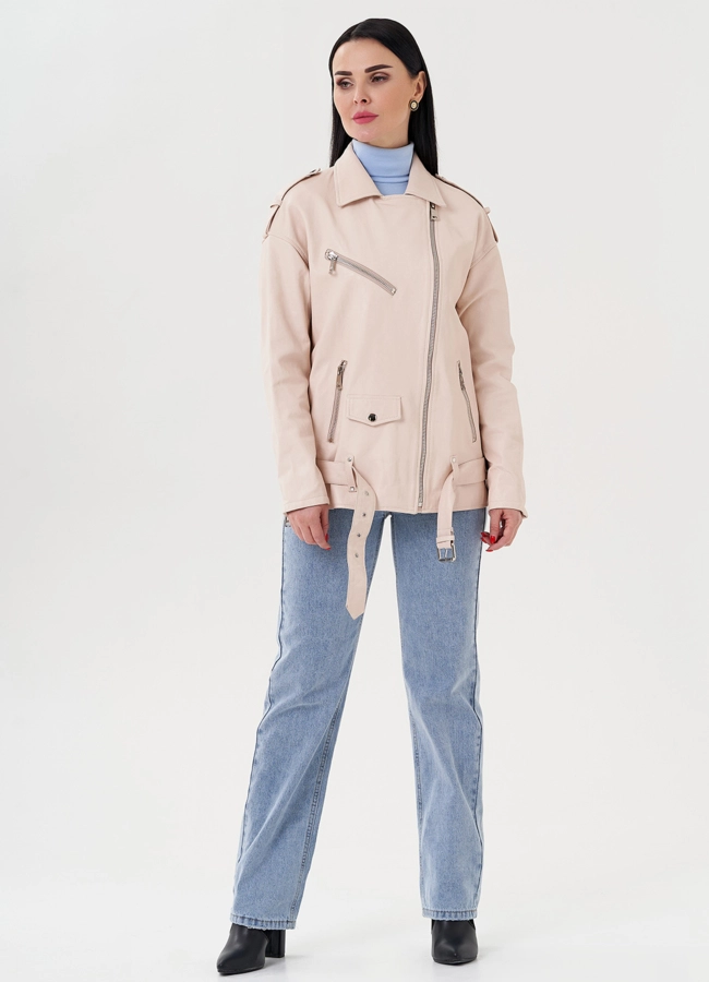 Куртка из светлой кожи модель № 24329 универмаг малина