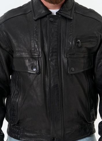 Мужская куртка бомбер из натуральной кожи