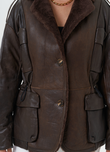 Комбинированная куртка из натуральной кожи и овчины