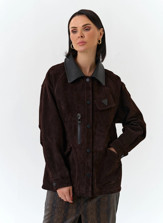 Женская куртка из натуральной замши фото