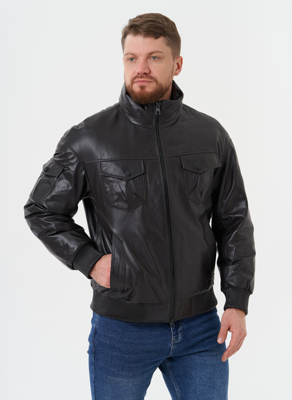 Куртка "бомбер" из натуральной кожи
