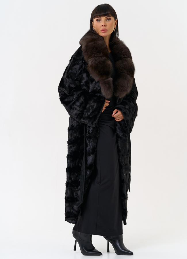 Женская шуба из меха норки с воротником из меха песца модель № 31487 универмаг малина