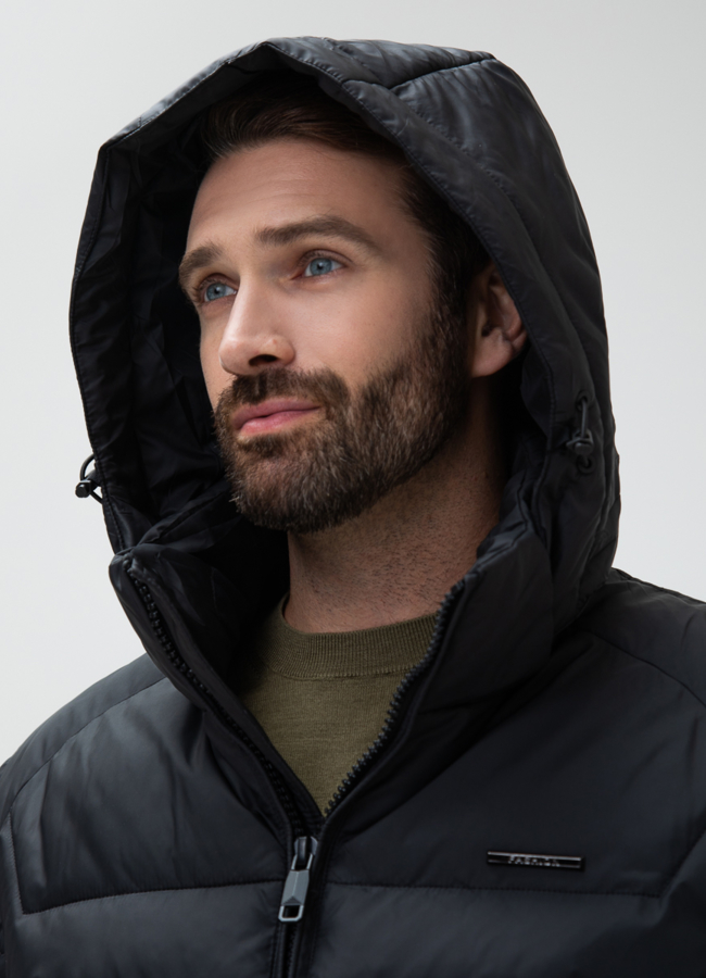 Мужской пуховик с капюшоном  модель № 28874 универмаг малина