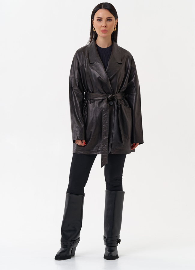 фото Жакет удлиненный из натуральной кожи модель № 29908