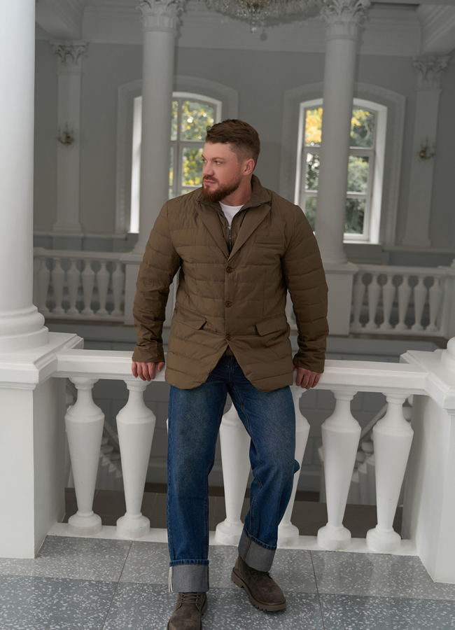 Мужской пуховик со съемной манишкой модель № 31461 в рассрочку