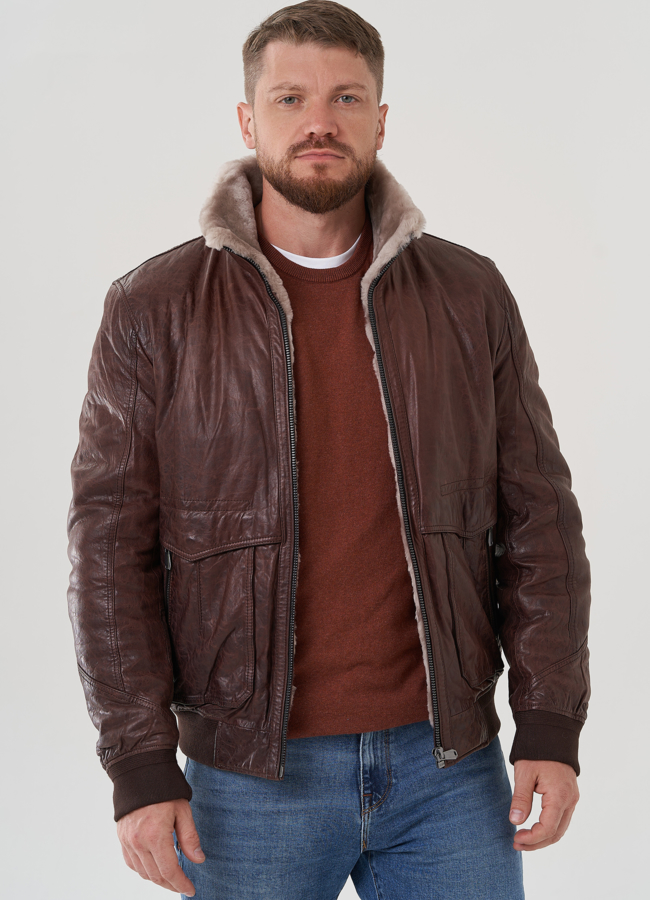 Мужская куртка из натуральной кожи  модель № 82312 универмаг малина