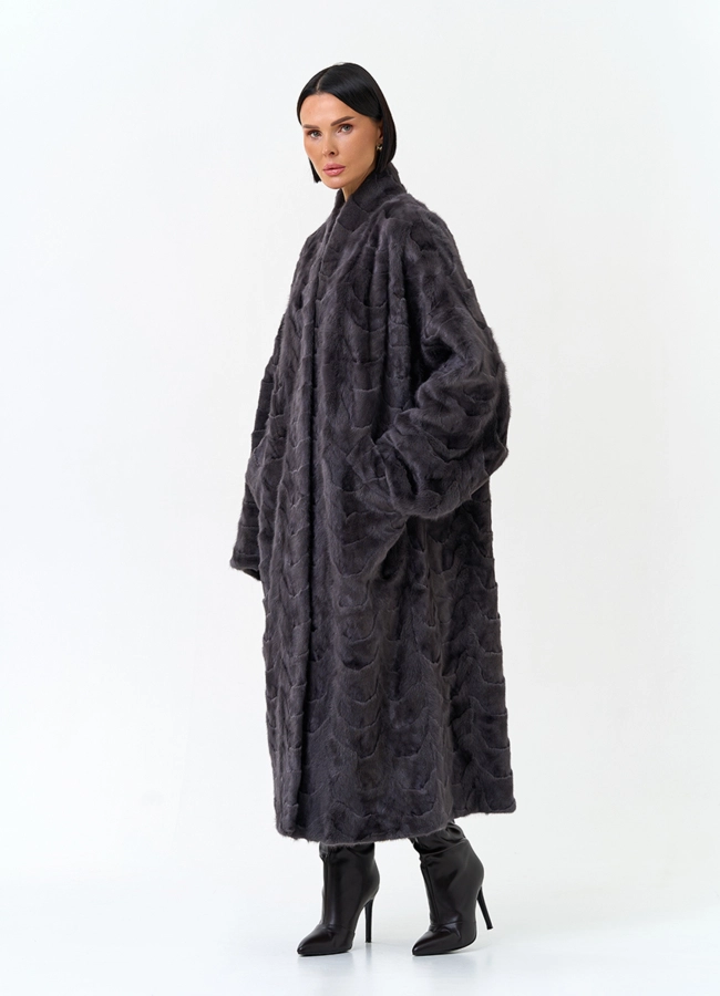 Длинная шуба из меха норки  модель № 34372 универмаг малина фото